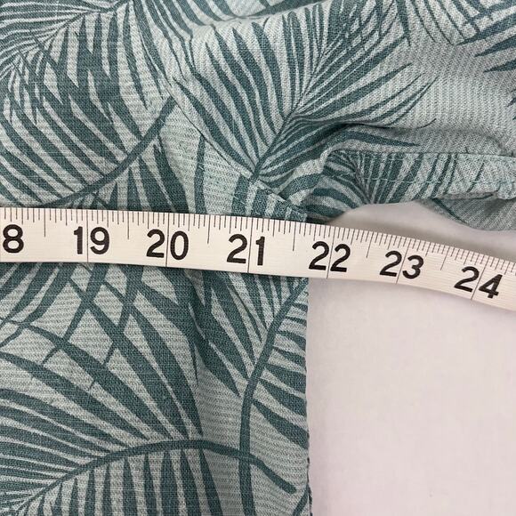 Hang Ten Button Up Shirt Mens Medium Short Sleeve‎ Linen Tropical Cabana Resort - Picture 9 of 14